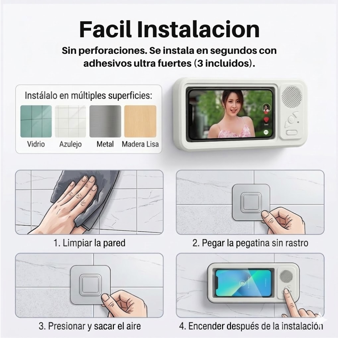 Soporte de Ducha 360° con Bluetooth